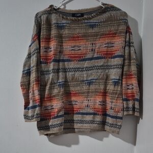 Chaps Beige and Gray Knit Pullover